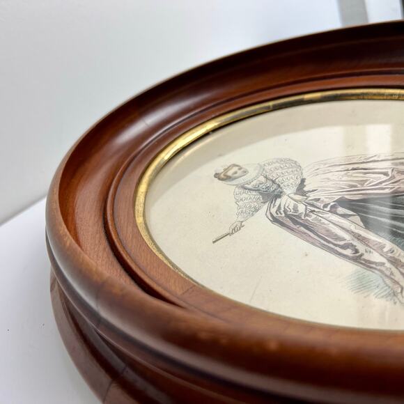 Antique 19th c. Pauquet Court Lady Lithograph | Victorian Wood Oval Frame Art - Picture 6 of 10